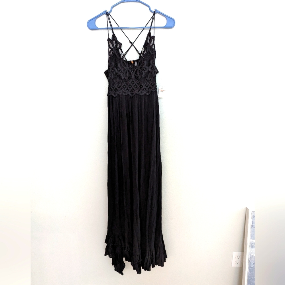 Free People Adella Lace Trim Midi Dress